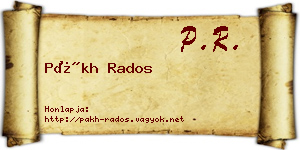 Pákh Rados névjegykártya